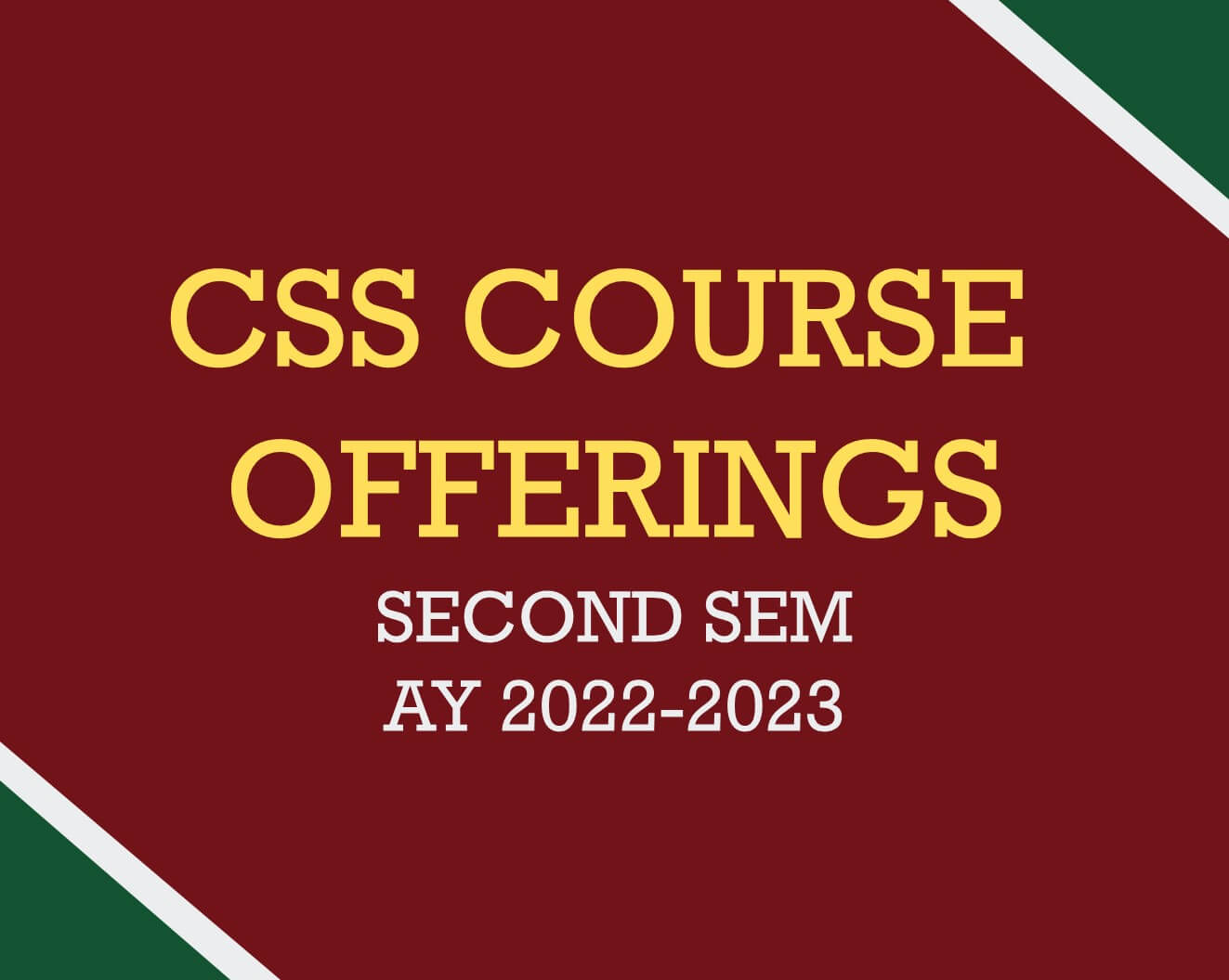 Course Offerings for Second Sem College of Social Sciences